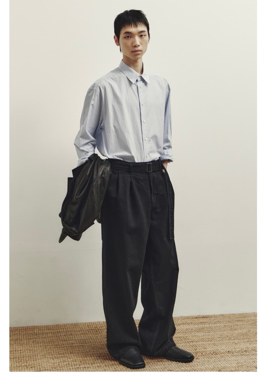 유스 스트라이프 셔츠 블루 스트라이프 M사이즈 판매 상품이미지5