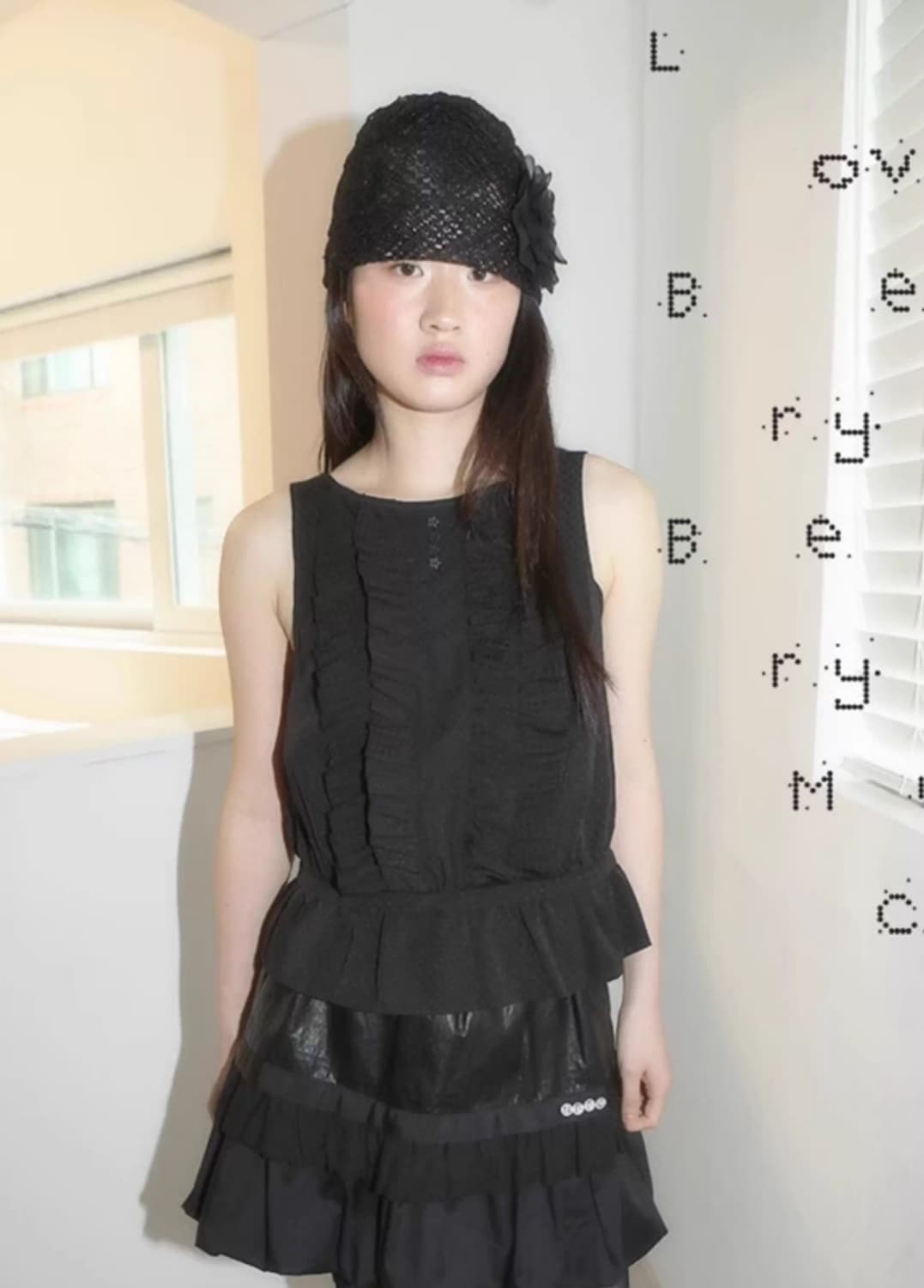 CHIFFON CORSAGE LACE BEANIE BLACK 상품이미지5