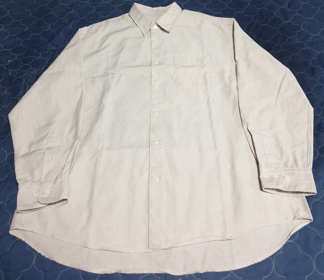 무인양품 MUJI 오버사이즈 린넨 긴팔셔츠 샌드베이지 (L) 상품이미지1