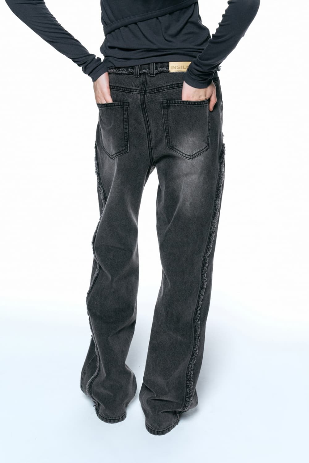 인사일런스 테슬 와이드 데님 블랙 상품이미지5
