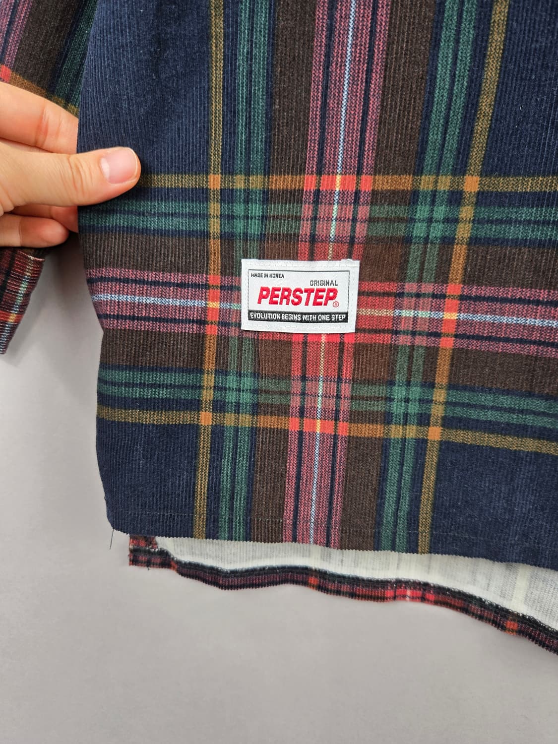 [무료배송]퍼스텝 L 남성 오버핏 코튜로이 골덴 체크 셔츠 상품이미지5