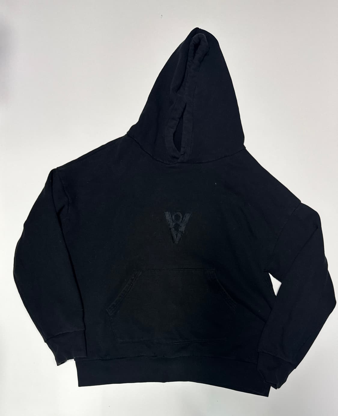 바이브레이트 뒷 프린팅 빈티지 오버핏 후드티 블랙 상품이미지2