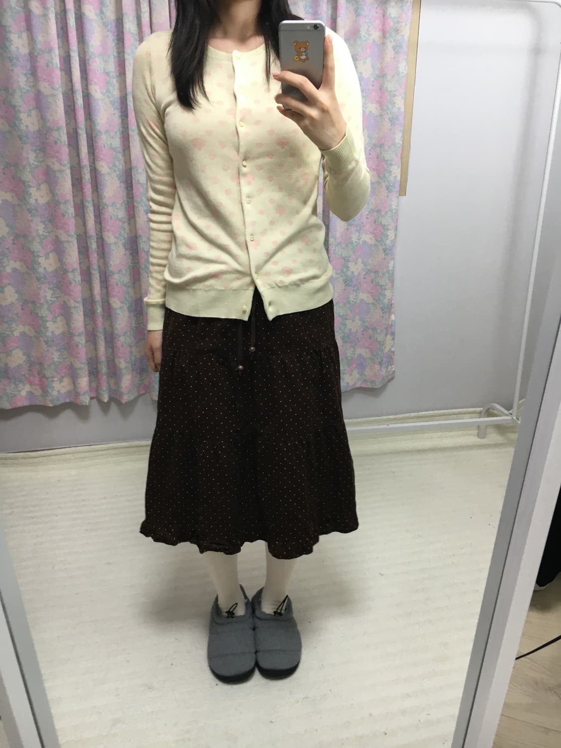 베이지-핑크 도트 버섯 가디건 상품이미지4