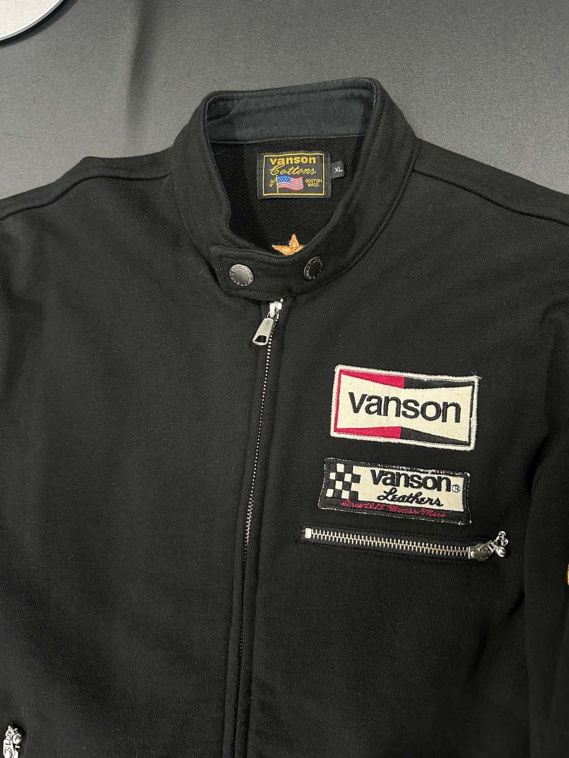 벤슨 스웻 블랙 넥버클 라이더 면 레이싱 자켓 상품이미지6