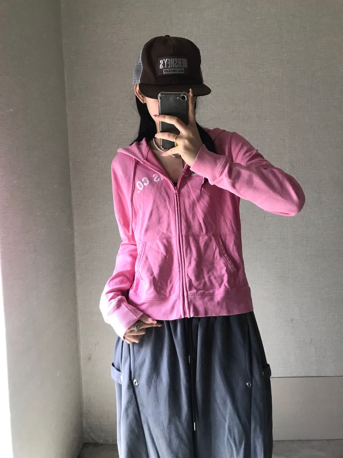 폴로 연핑크 빅로고 후드집업 상품이미지5