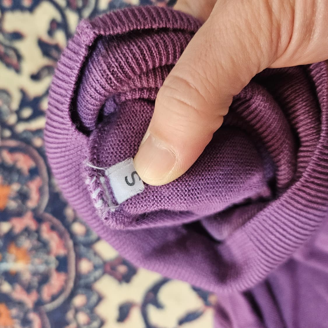 MARIANI in Italy 메리노울 100% 퍼플 터틀넥 S size 상품이미지6