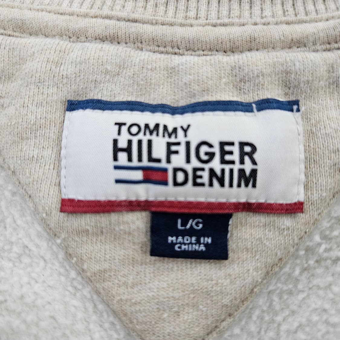 [L/G] 타미힐피거 기모 베이지 스몰로고 맨투맨 0115YH1 상품이미지3