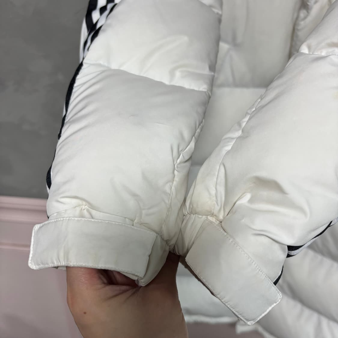 아디다스 삼선 덕다운 롱패딩 화이트 상품이미지4