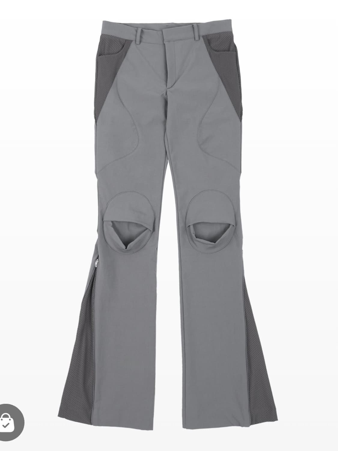 오호스 로우라이즈 니 디테일 팬츠 그레이 상품이미지1