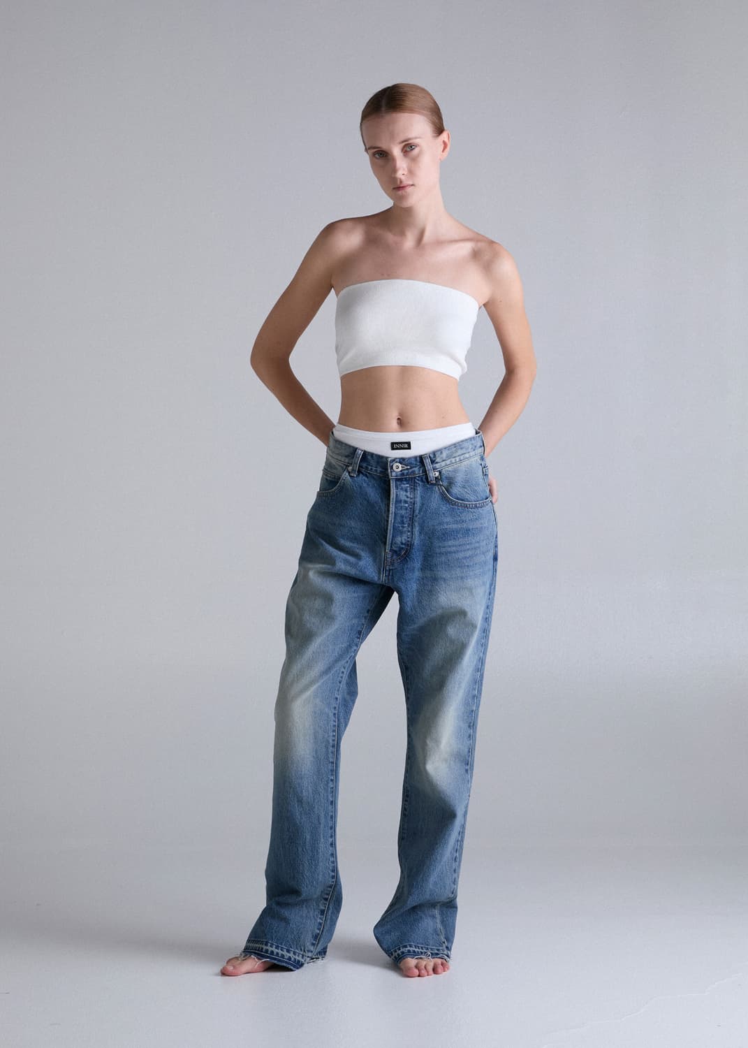 INNIR 이니어 252 릴렉스드 플레어 데님 연청 상품이미지4