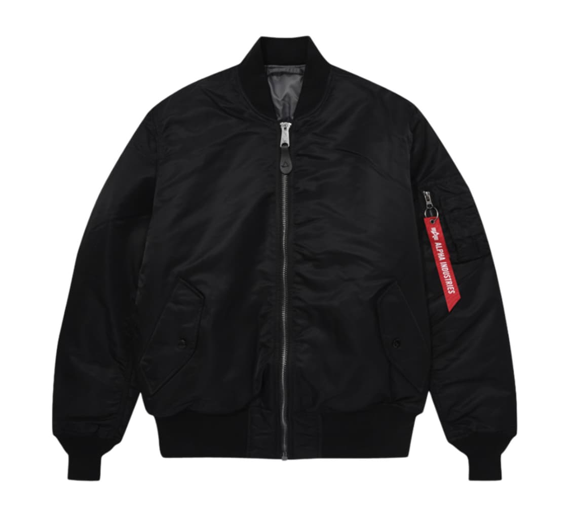 알파 인더스트리 ma-1 플라이트 자켓 블랙 건메탈 라이닝 m 상품이미지1