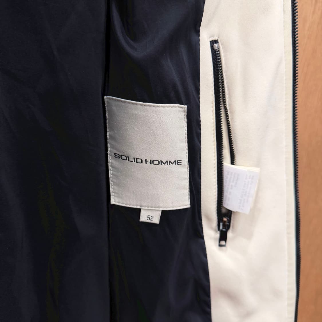 솔리드옴므 집업 자켓 블록 배색 디테일 레귤러핏 아이보리 블랙 그레이 상품이미지6