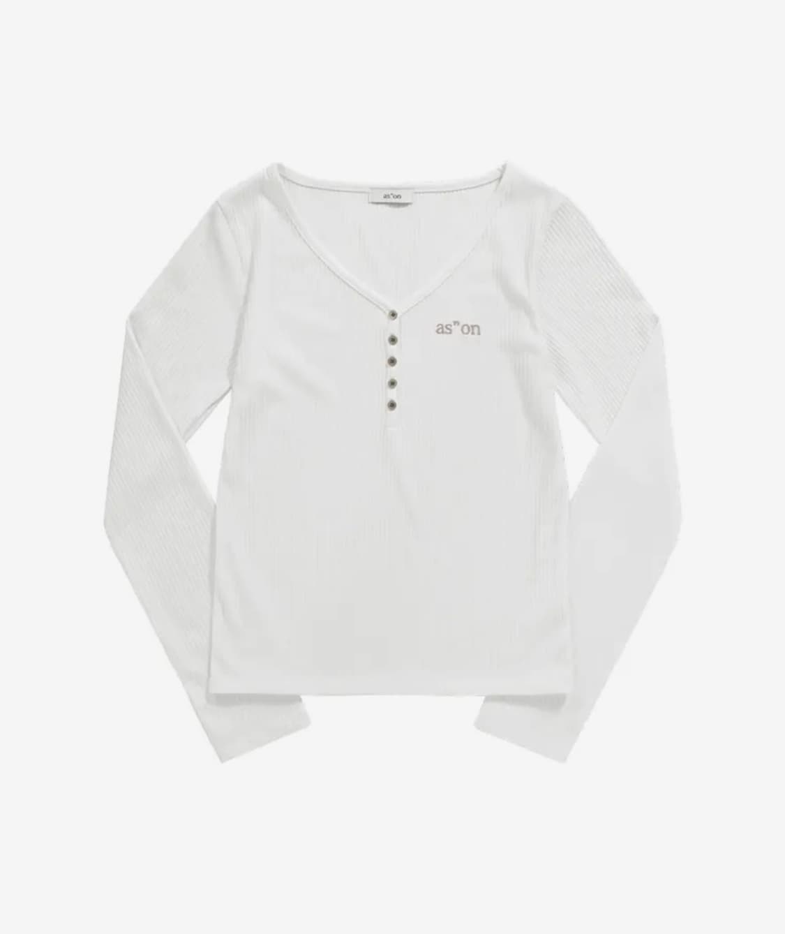 애즈온 WISH RIBBED BUTTON TEE / IVORY 상품이미지1