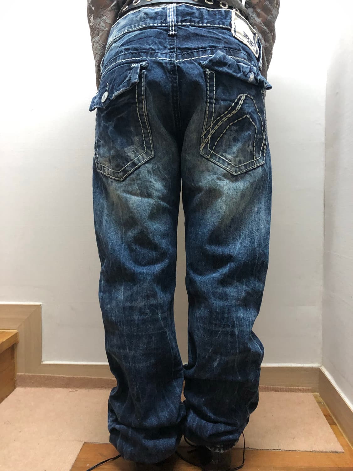 빈티지 버커루 화이트 스티치 데님 팬츠 상품이미지1
