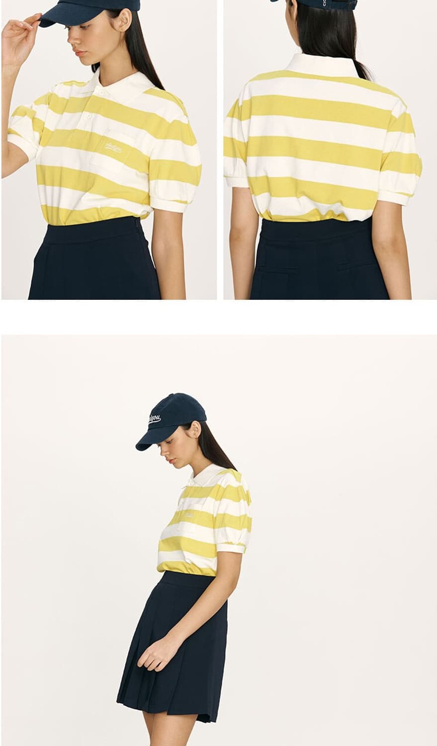 앤유 HANAUMA Collar stripe T-shirt 라임 새상품 상품이미지2