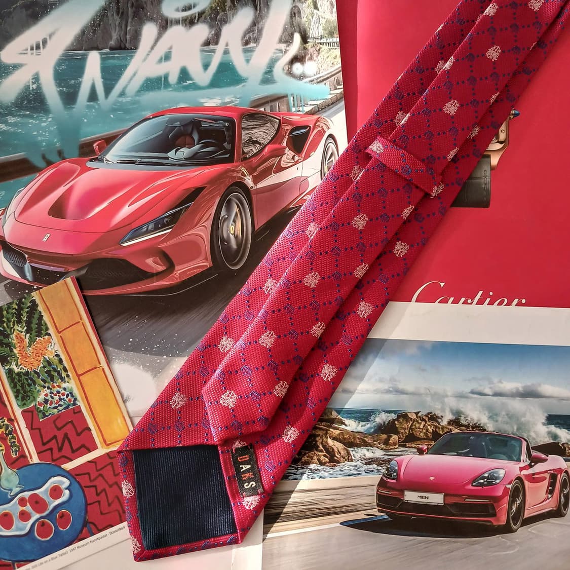 닥스 실크 레드 크라운 패턴 넥타이 8.2cm A+등급 A18963
 상품이미지4