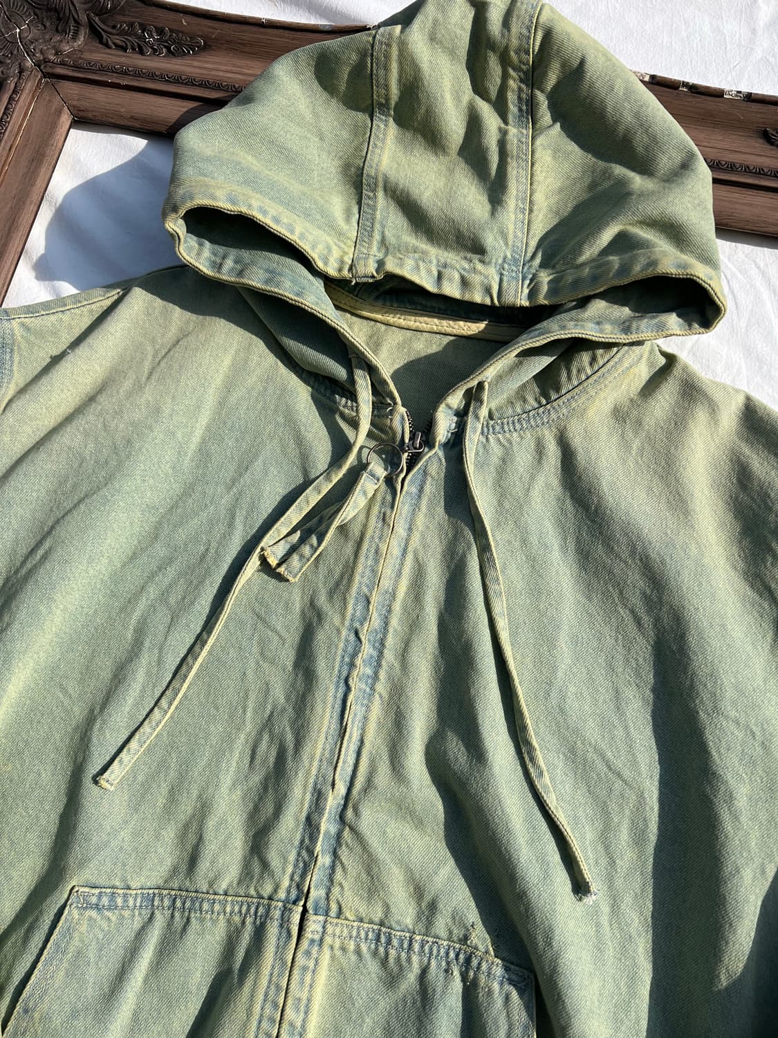 데미지 후디 데님 자켓 상품이미지4