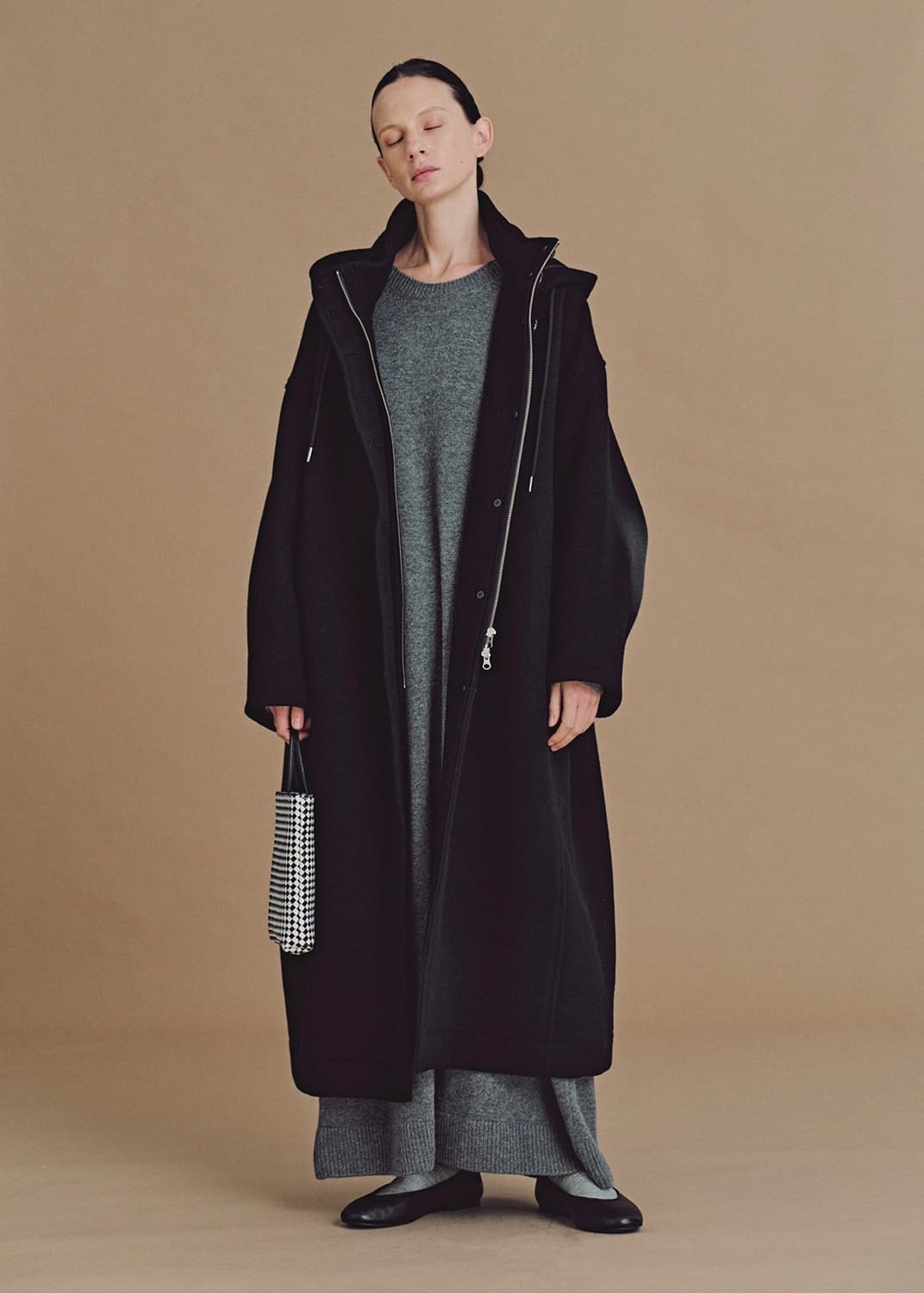 문달 코트 Audrey Hoodie Coat in Black 새상품 상품이미지3