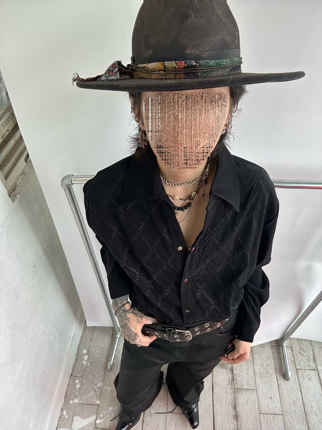 gothic style argyle pattern shirt   상품이미지1