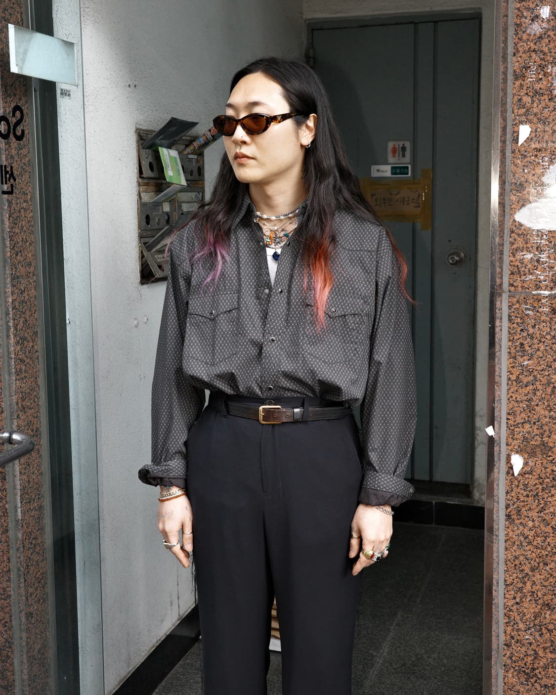 빈티지 Wrangler 다이아몬드 패턴 블랙 펄스냅 웨스턴 셔츠 상품이미지6