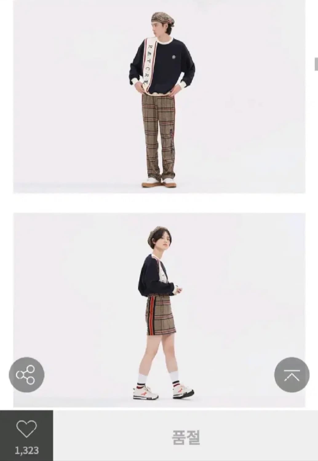 새상품,S,단종) 로맨틱크라운 CROSS LINE 맨투맨 네이비 상품이미지5