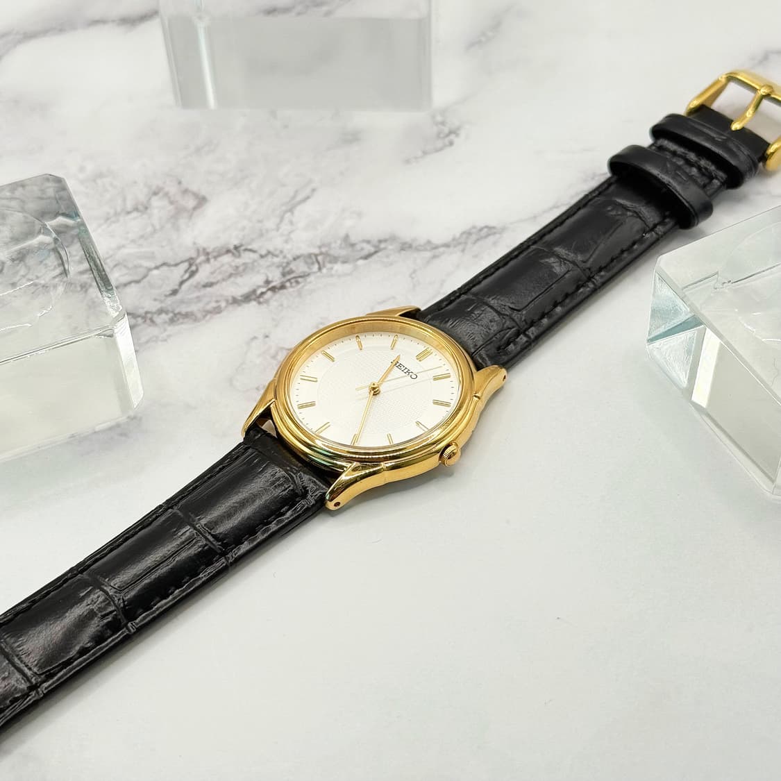 80s90s 빈티지 세이코 골드 림 텍스처 드레스 워치 상품이미지6