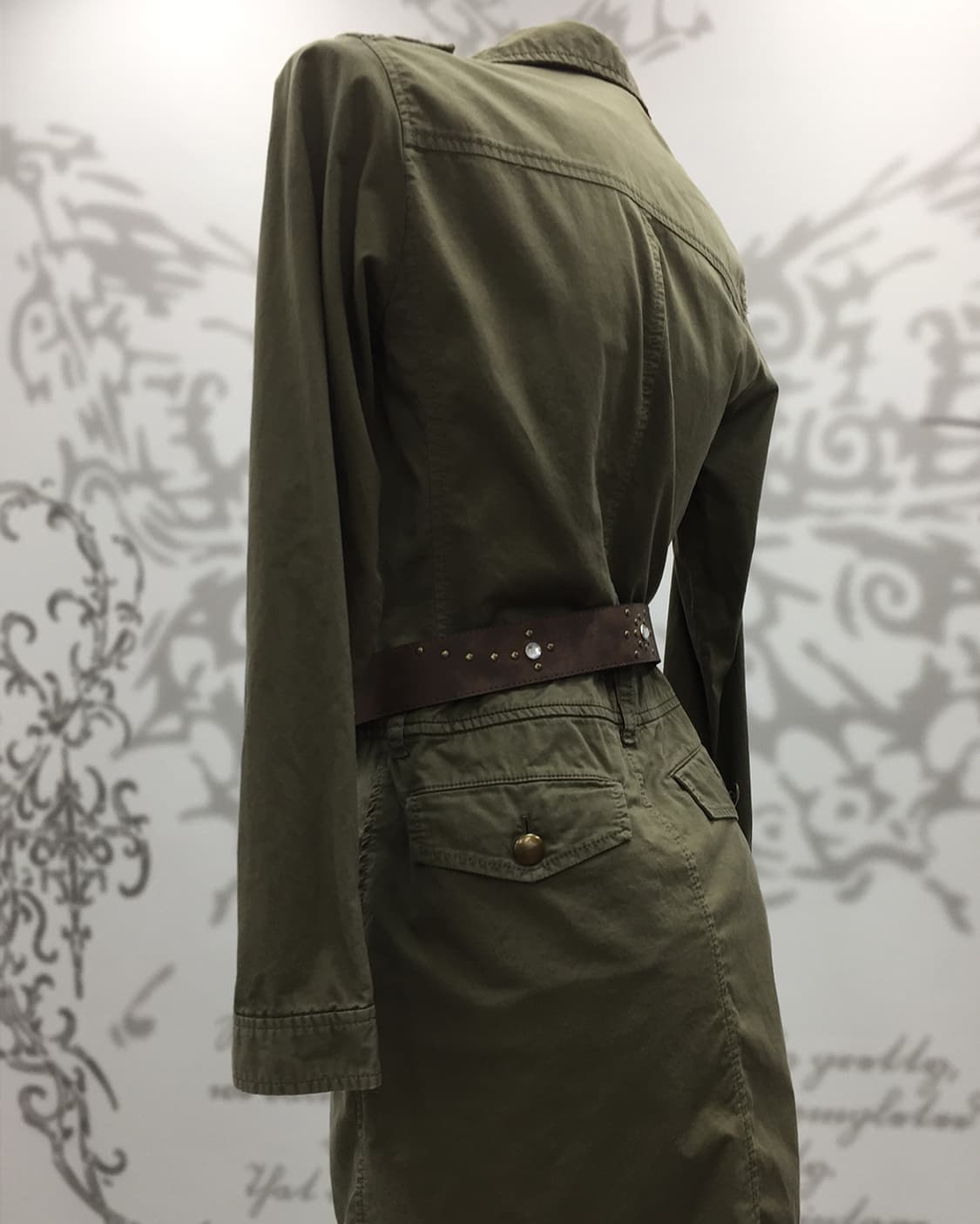 Y2K khaki button dress 상품이미지8