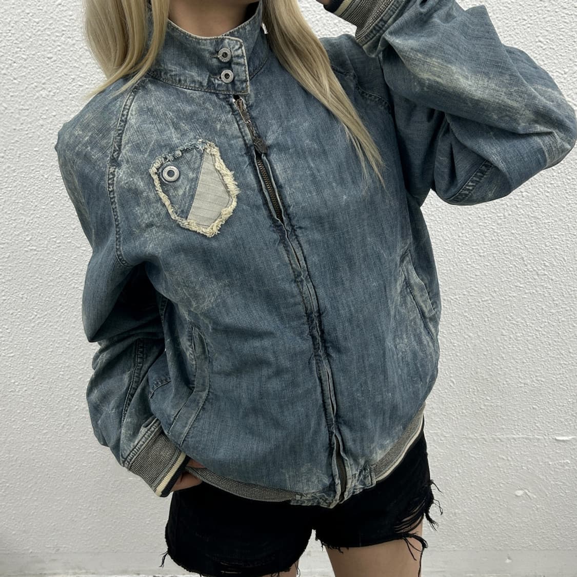 2000s 빈티지 디젤 워싱 데님 블루종 자켓 L 상품이미지2