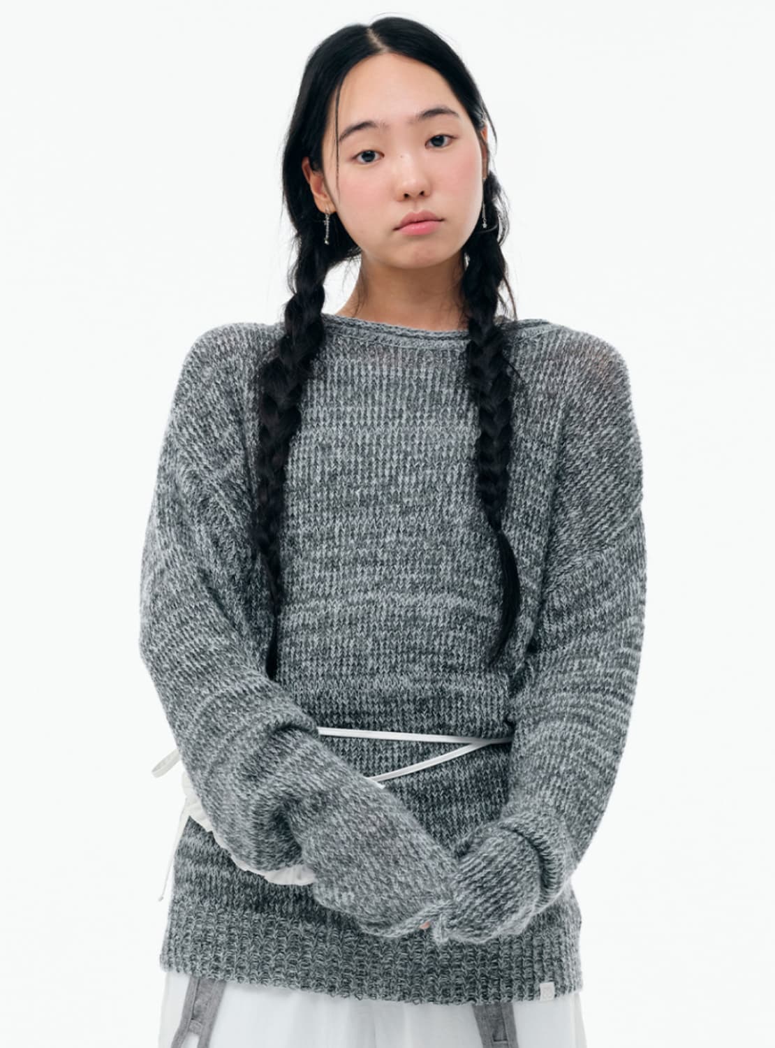 뚜오미오 오버사이즈 글리터 스웨터 더스티블루 상품이미지1