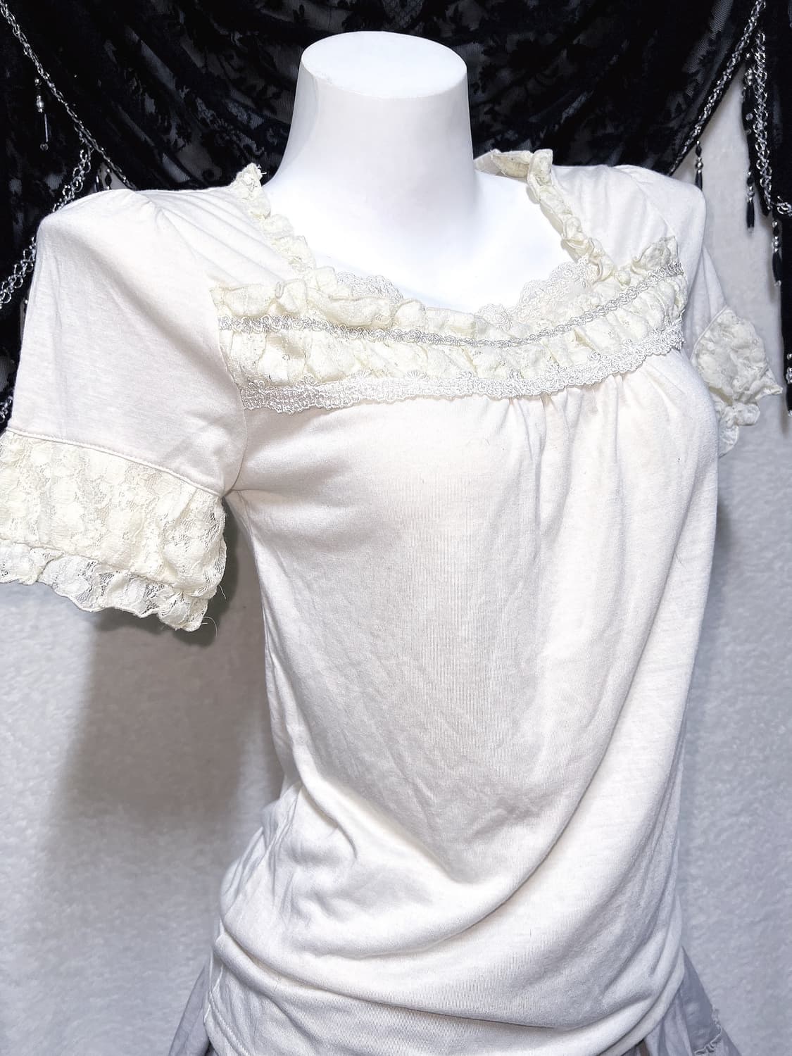 엑팜깔 로맨틱갸루 레이스 프릴 로걀탑 라떼 달천깔 러블리 핀터 모리걸 상품이미지2