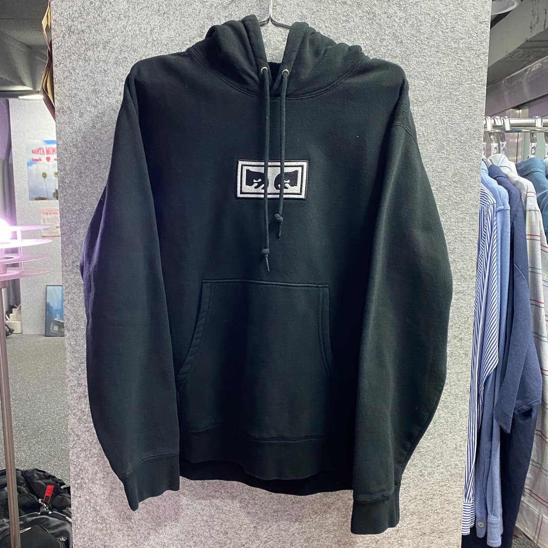 오베이 아이즈로고 박스로고 블랙 후드티 B4018 상품이미지2