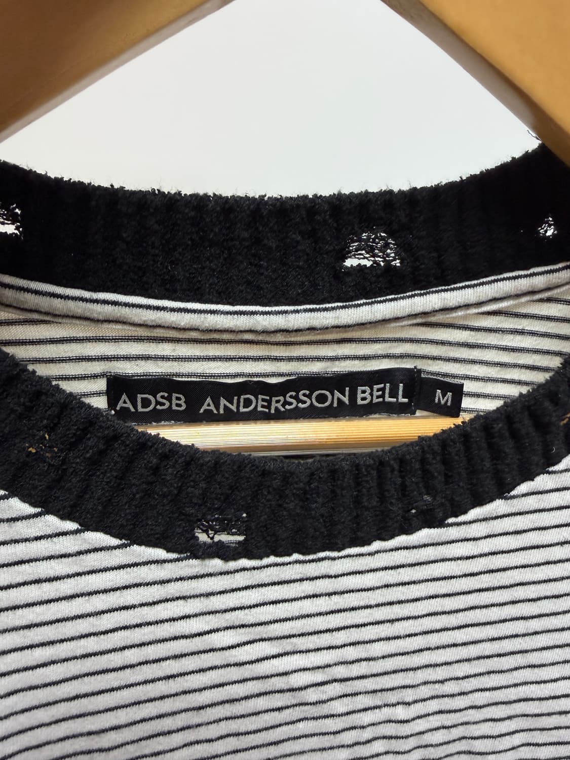 앤더슨벨 커트 스트라이프 롱 슬리브 티셔츠 화이트 M 상품이미지4