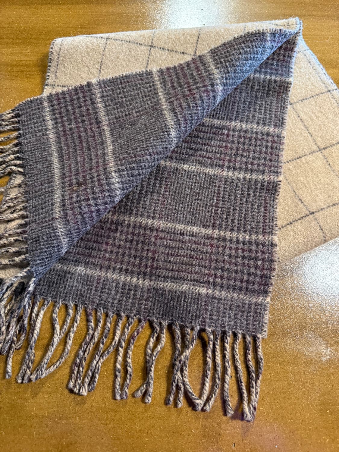 폴로 랄프로렌 POLO RALPH LAUREN 윈도우 체크 머플러 베이지 상품이미지5