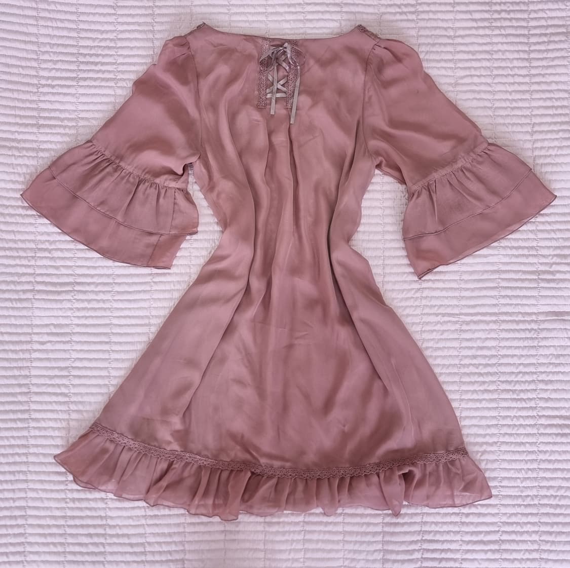 엑시즈팜(Axes femme) 로즈핑크 비즈 쉬폰 원피스 상품이미지5