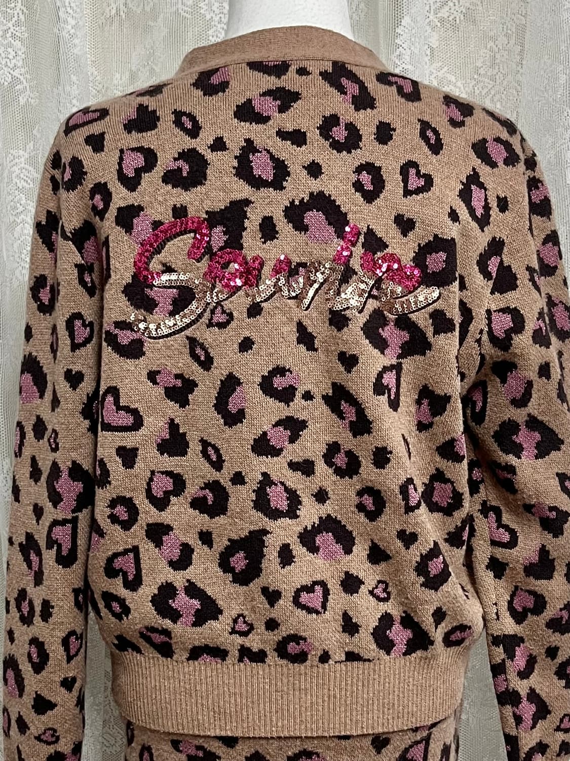 S) 에뜨르몽크 레오파드 가디건 니트스커트 셋업 상품이미지3