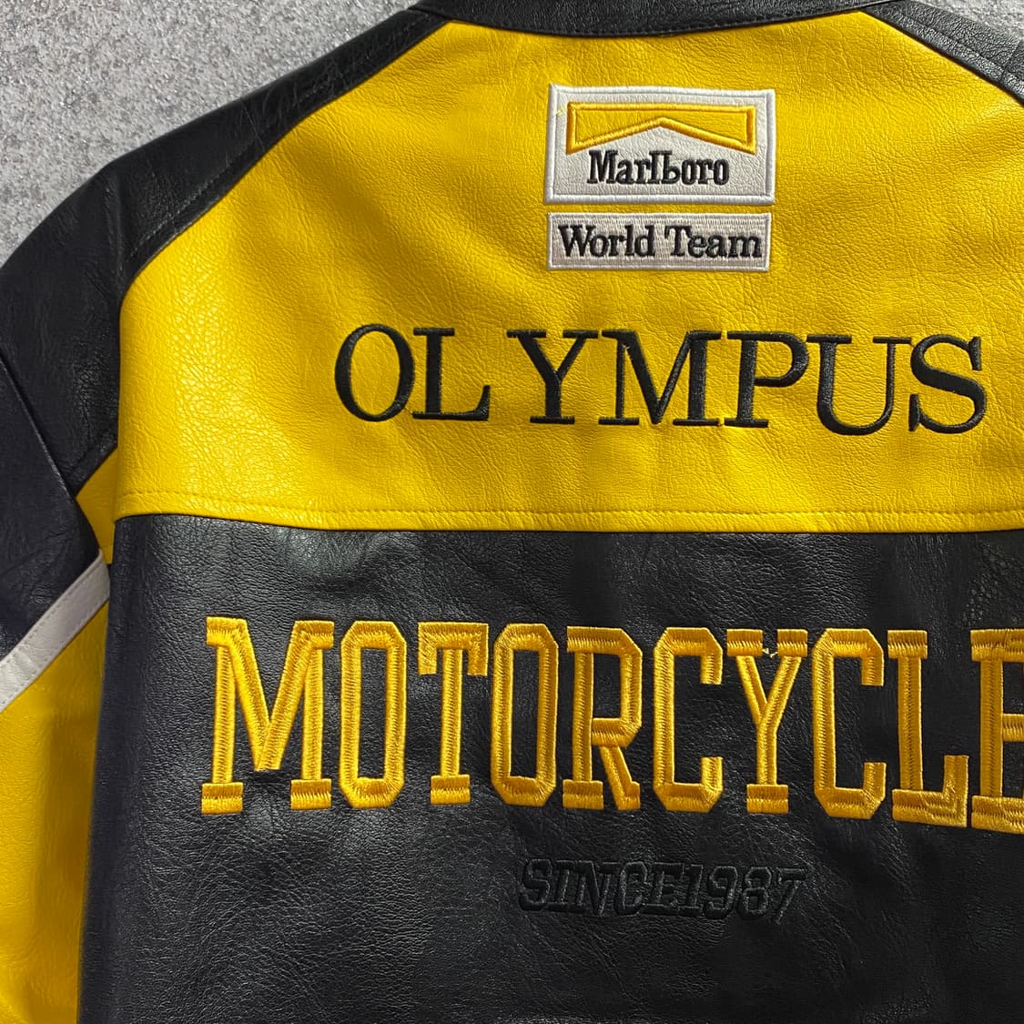 페라리 말보로 패치워크 옐로우 배색 레더 레이싱 자켓 B3719 상품이미지6