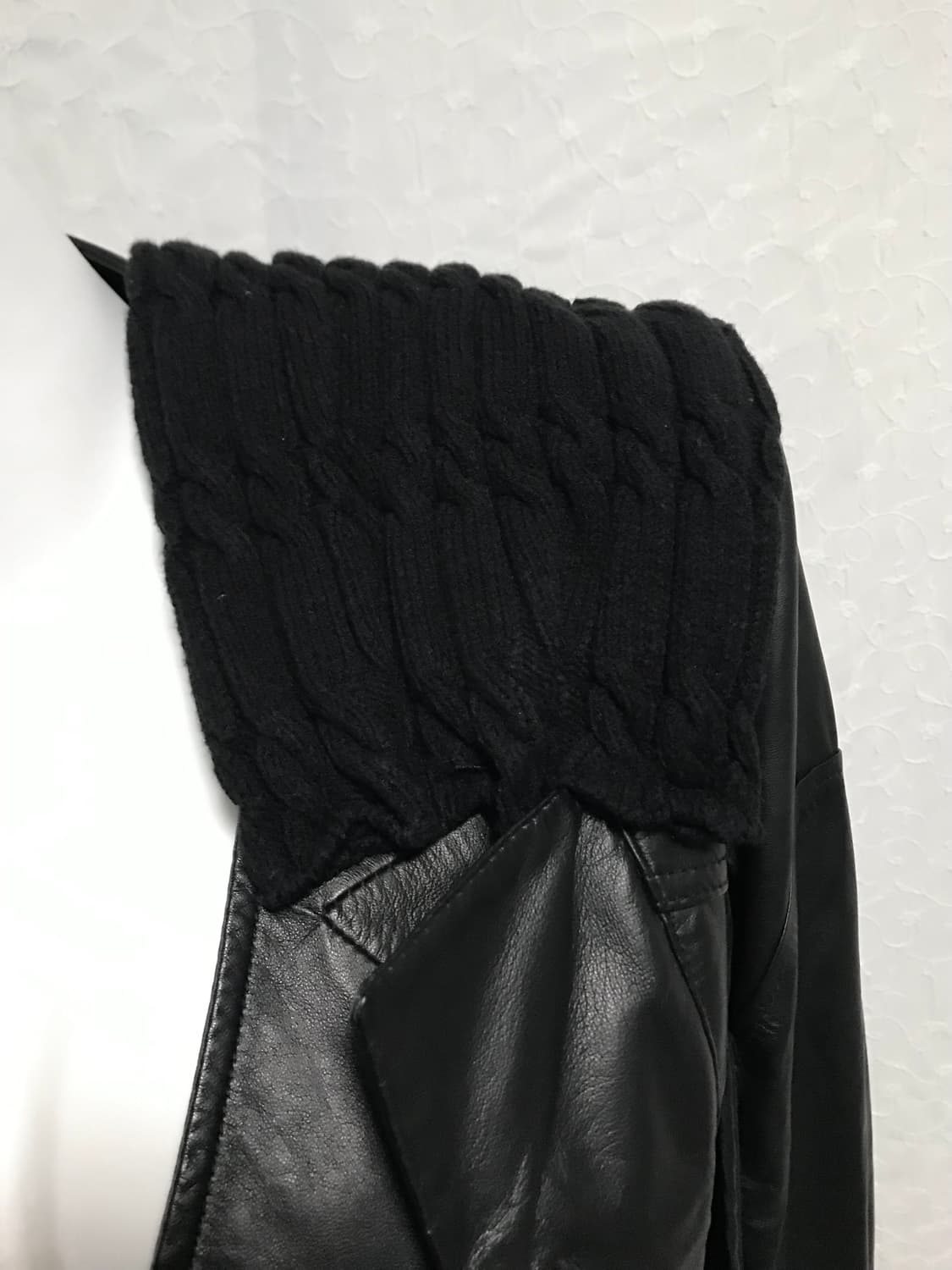 빈티지 아카이브 니트 레이어드 레더 자켓 상품이미지7