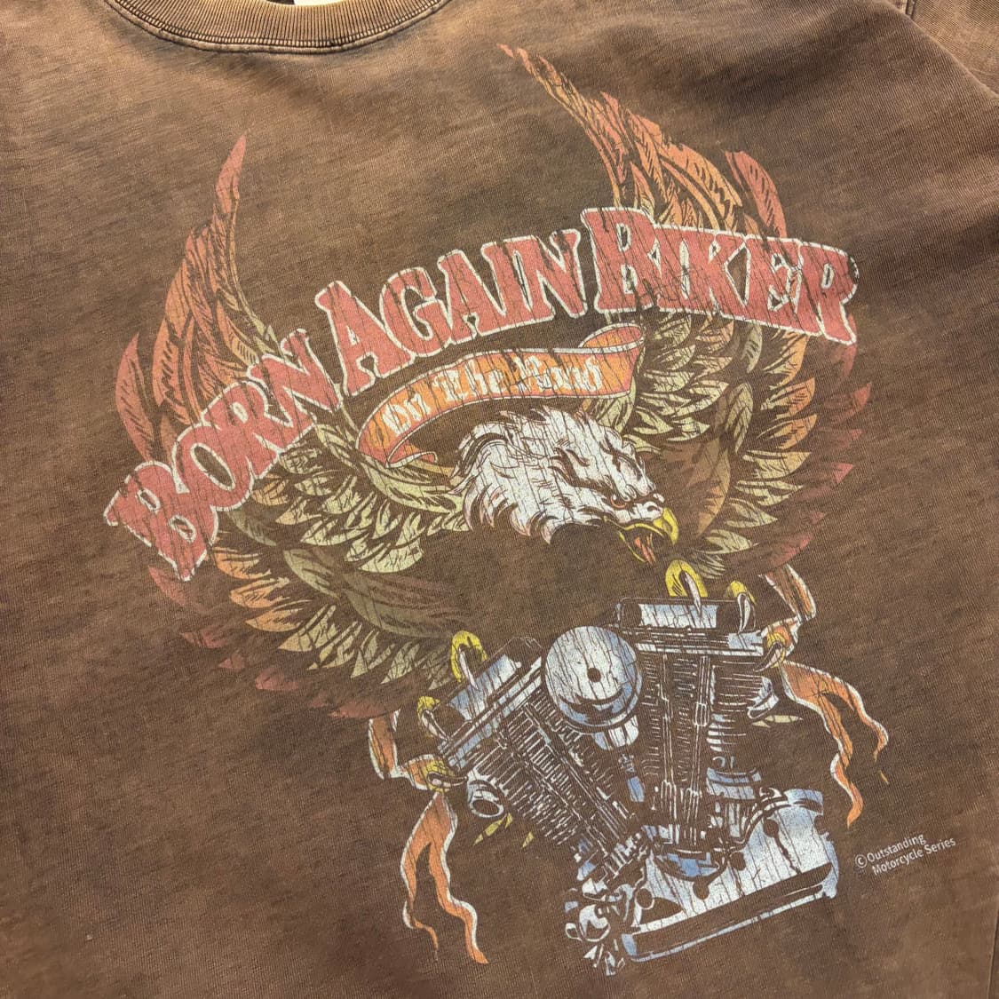 [L] 아웃스탠딩 빈티지 워싱 반팔 티셔츠 브라운 D914 상품이미지4