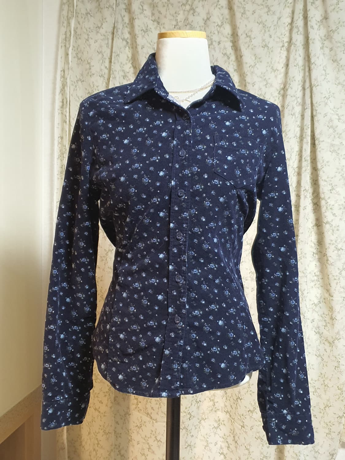 [빈티지] LEE 네이비 꽃무늬 코듀로이 긴팔 셔츠 95 상품이미지1