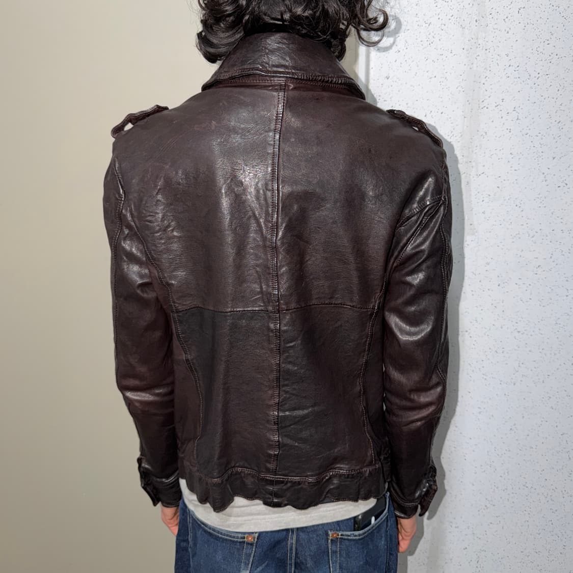 크링클 하이넥 레더 필드 자켓 상품이미지3