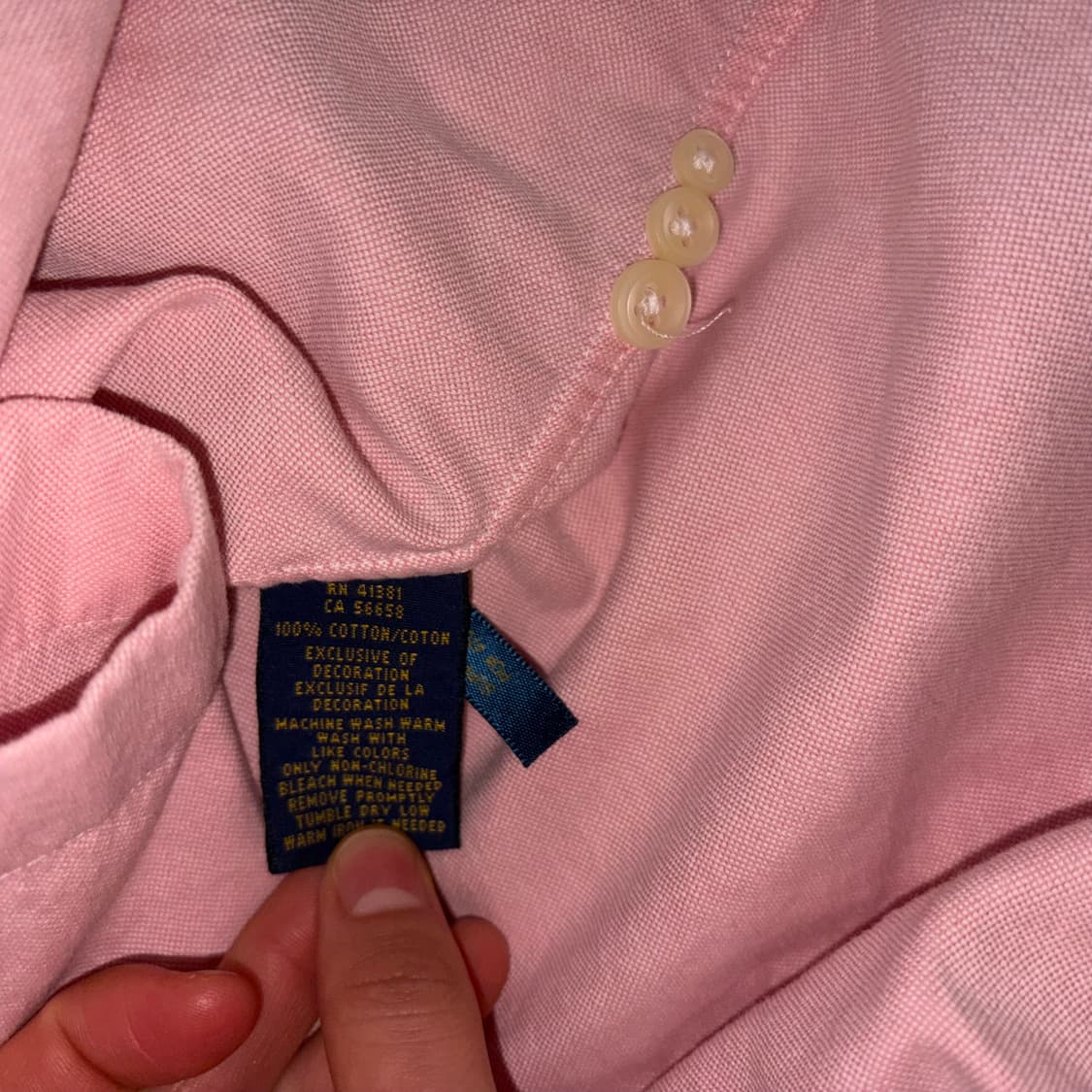 폴로 랄프로렌 핑크 옥스포드 셔츠 커스텀핏 m 핑크 상품이미지4