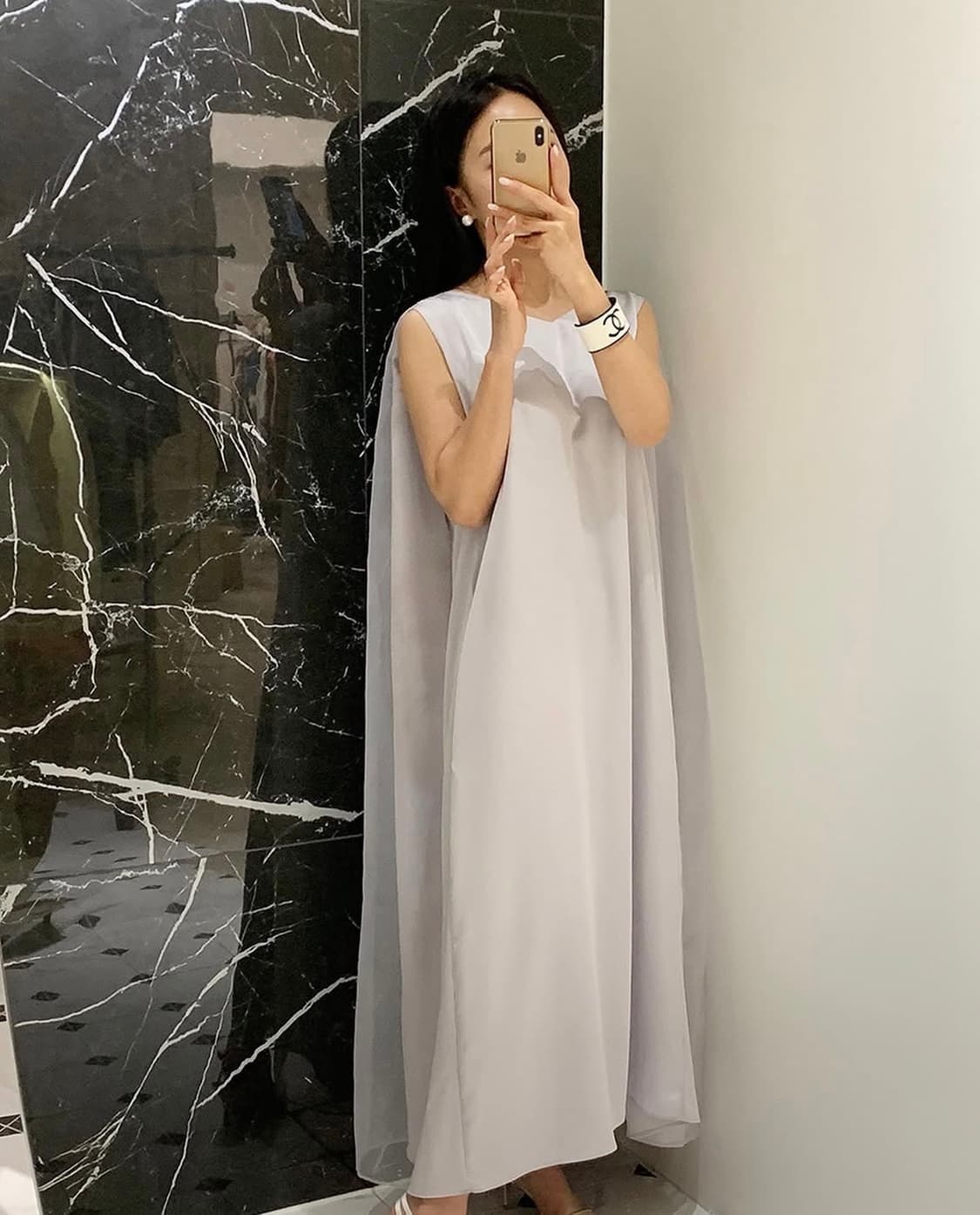어라운드율 오간자 원피스 소라그레이 날개 여신룩 상품이미지2