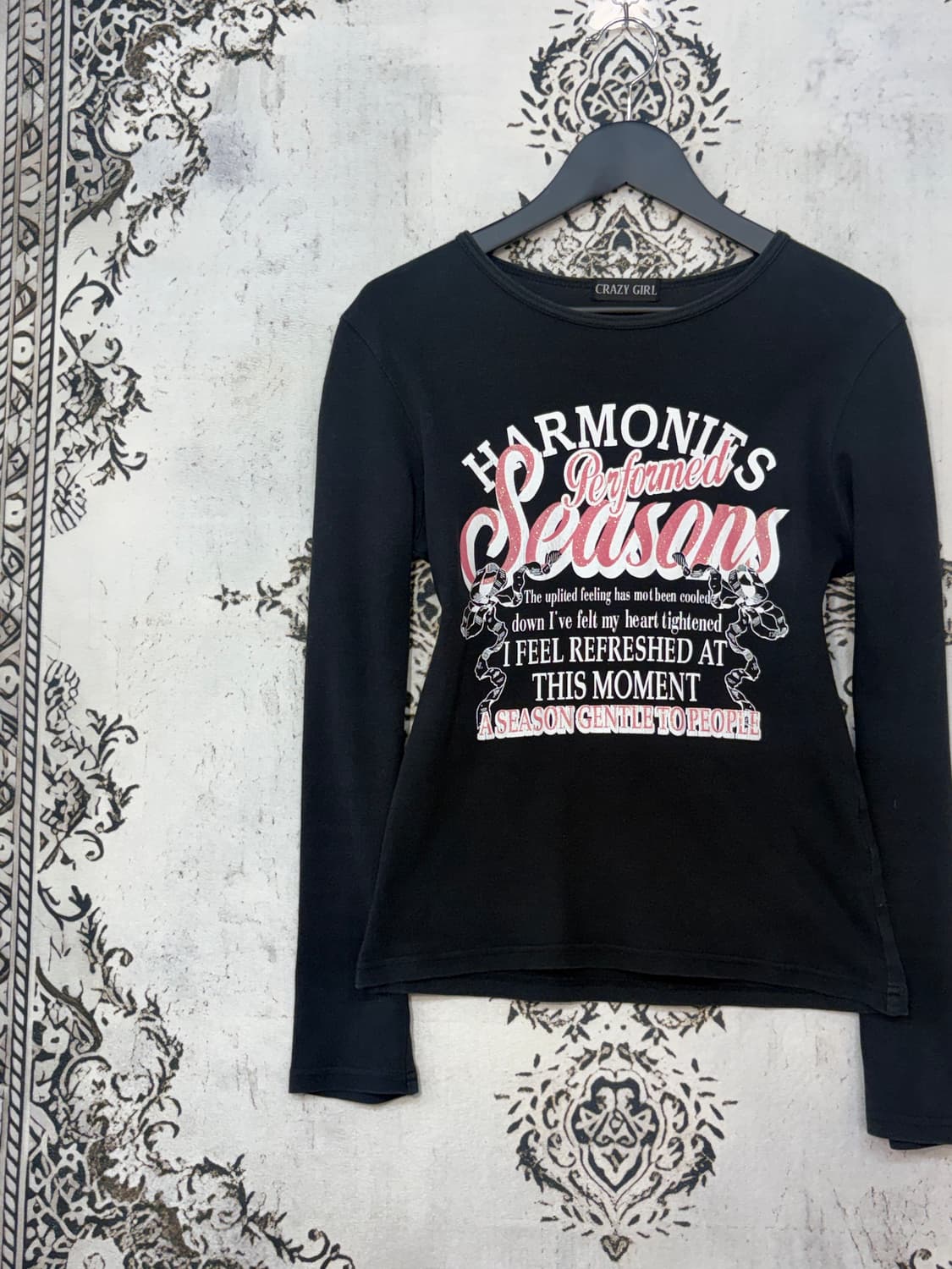 일본빈티지 Crazy girl Y2K 레터링 글리터 롱슬리브 상품이미지5