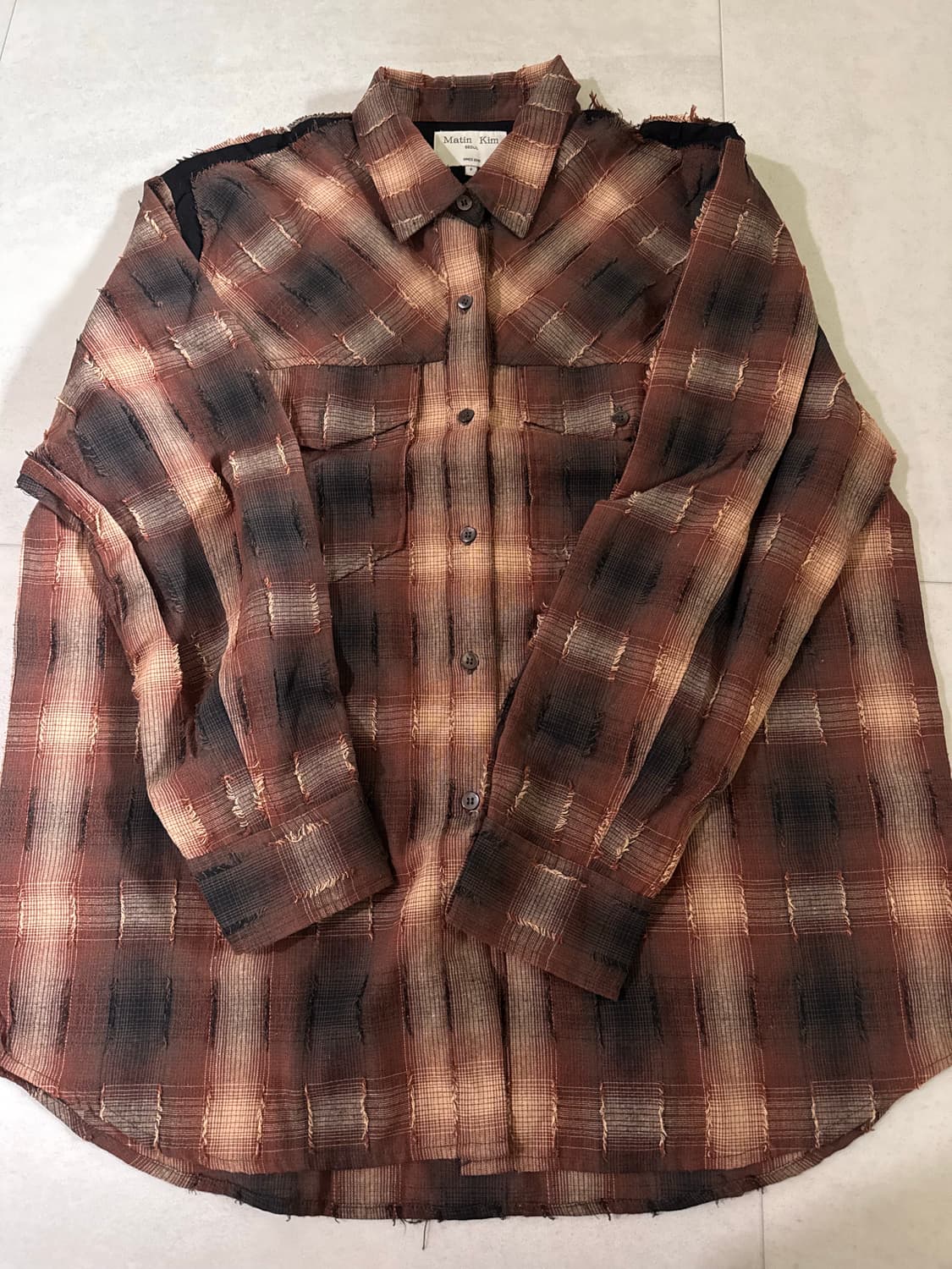 마뗑킴 셔츠 TWO POCKET CHECK SHIRT IN BROWN   상품이미지3