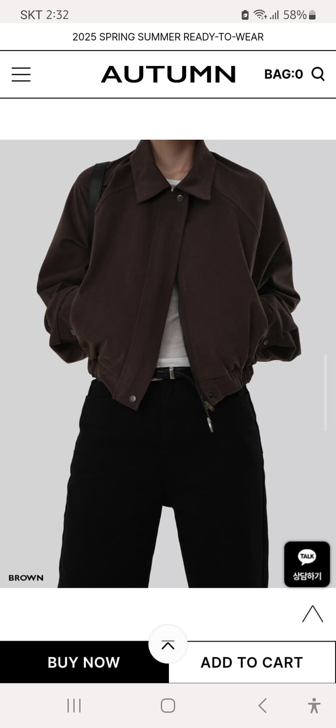 어텀 [made]래글런점퍼 브라운 새상품 
프리사이즈 상품이미지2