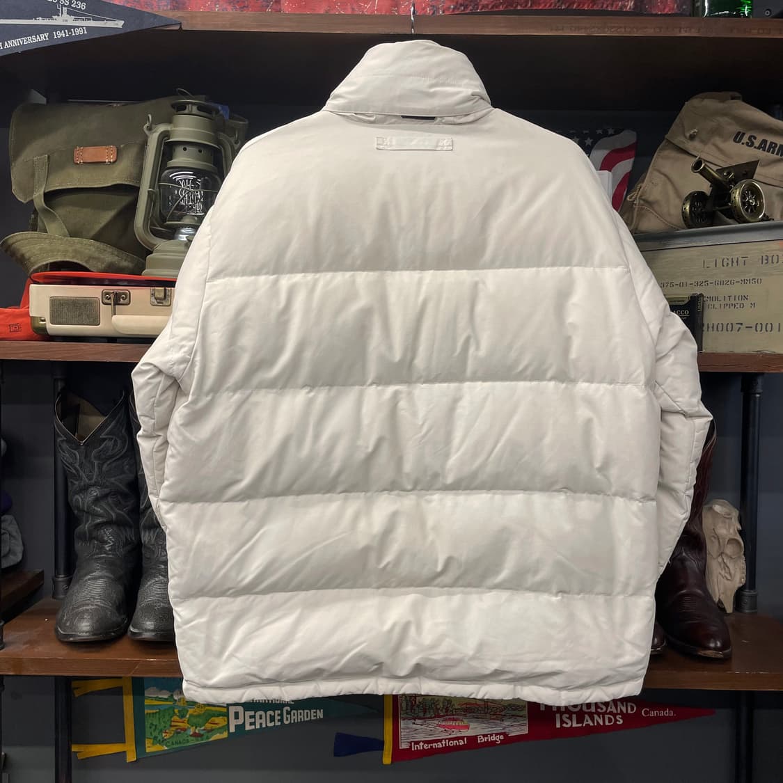 90s 폴로 스포츠 후드 내장 다운 푸퍼 화이트 패딩 자켓 N203 상품이미지2