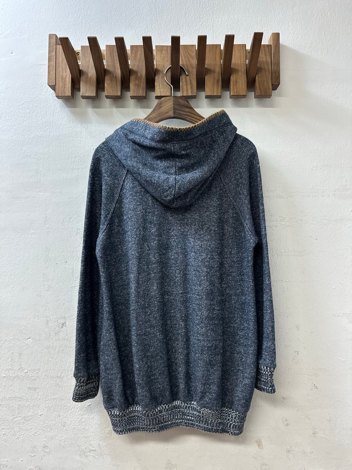 일본빈티지 멀티 스티치 디테일 니트 빵단추 후드 집업 상품이미지5