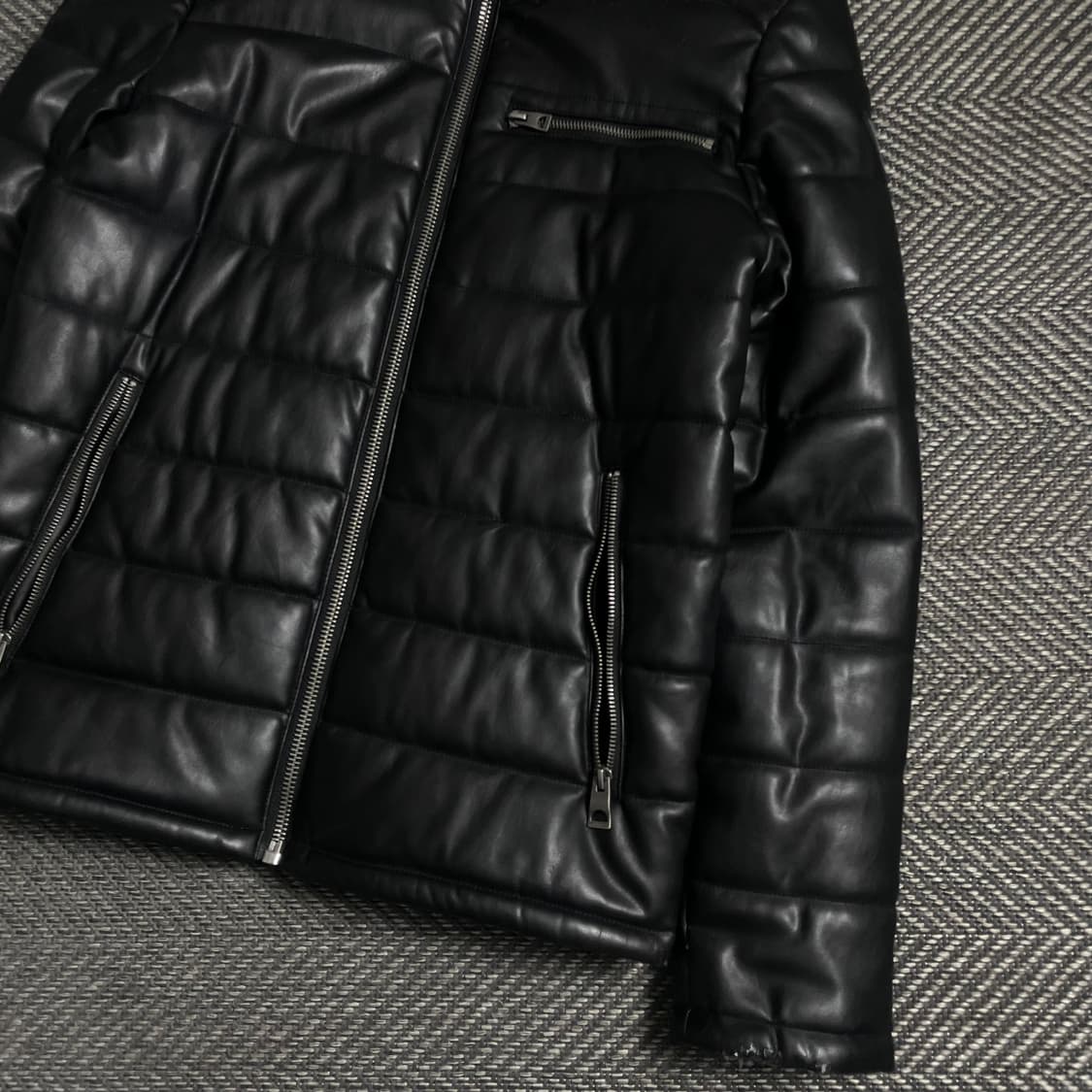 게스 패치 로고 퀄팅 패딩 자켓 블랙o 4825 상품이미지2