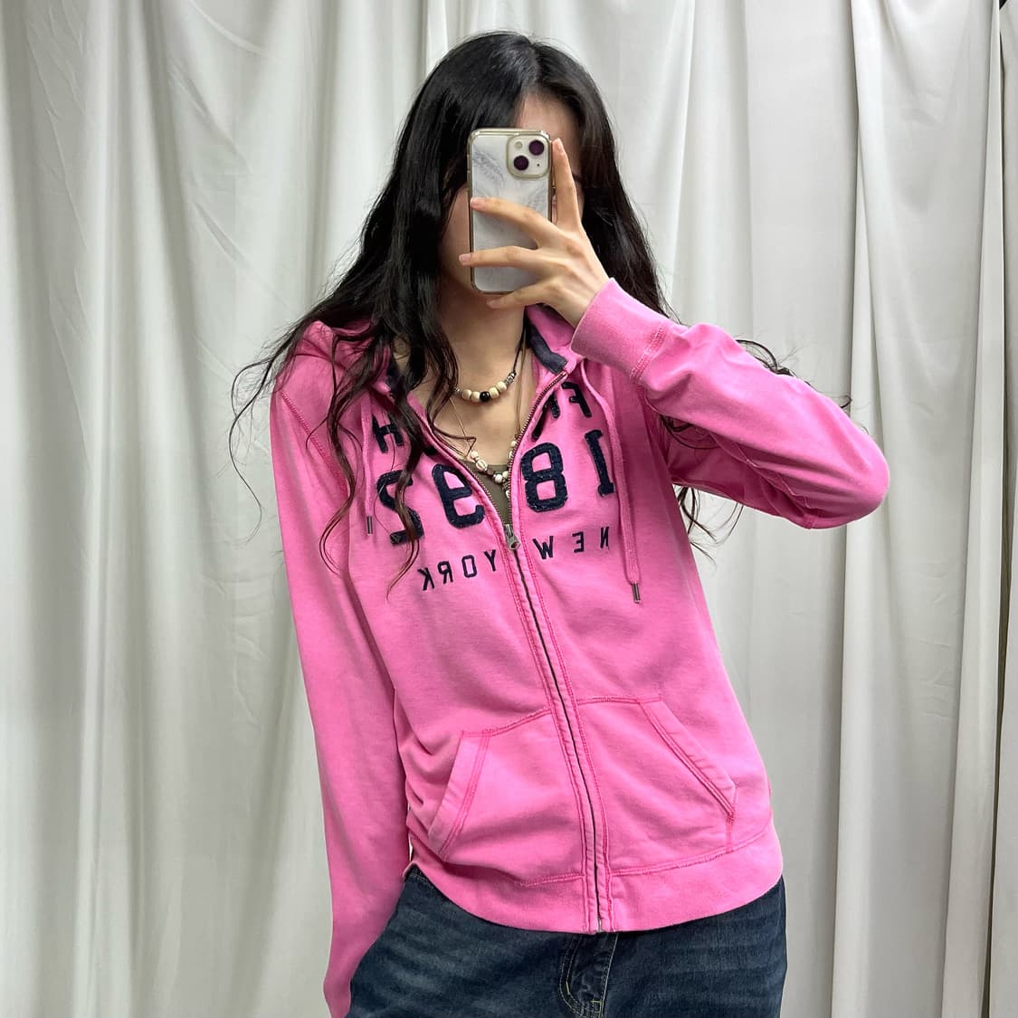 Abercrombie pink hood zip-up 상품이미지2