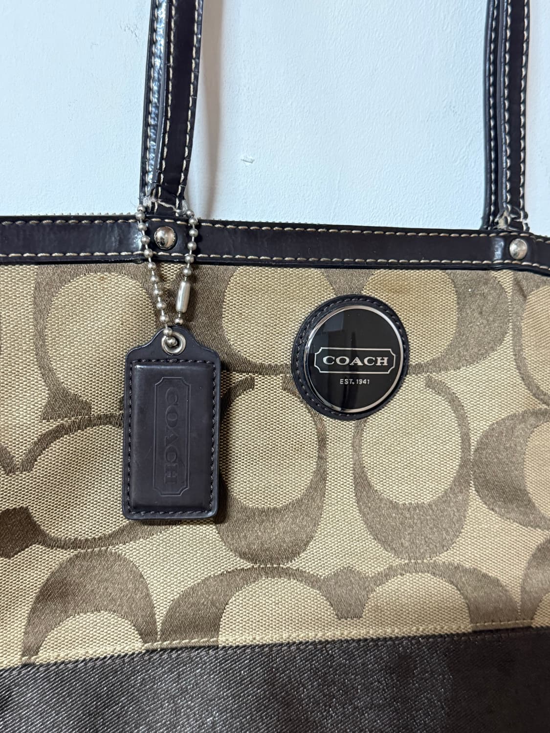 코치 시그니처 브라운 자카드 토트백 빈티지 Y2K 상품이미지3